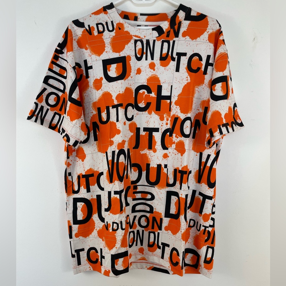 Von Dutch Paris Collection Orange Black Graphic T-Shirt NWT